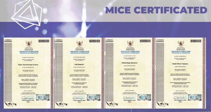 MICE certificated badge or logo highlighting expertise in the MICE industry (Meetings, Incentives, Conferences, Exhibitions). Ideal for professionals seeking certified event management services.
