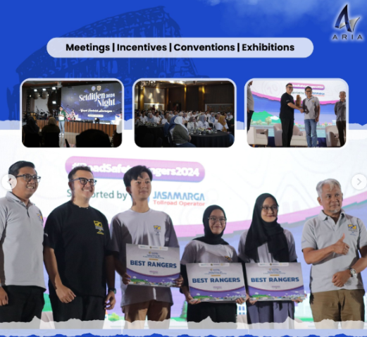 Aria EO's 'BEST RANGERS' certification badge, featuring the MICE industry pillars: Meetings, Incentives, Conventions, Exhibitions. Represents excellence and leadership in professional event management services.